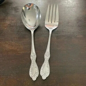 Stainless Steel Serving Set‎ Fork Spoon 9 inch Made in Japan